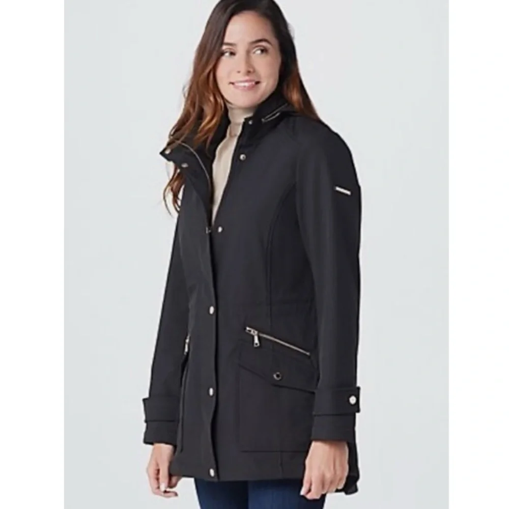 New Dennis Basso Water Resistant Bonded Jacket with Hidden Hood - Picture 2 of 15